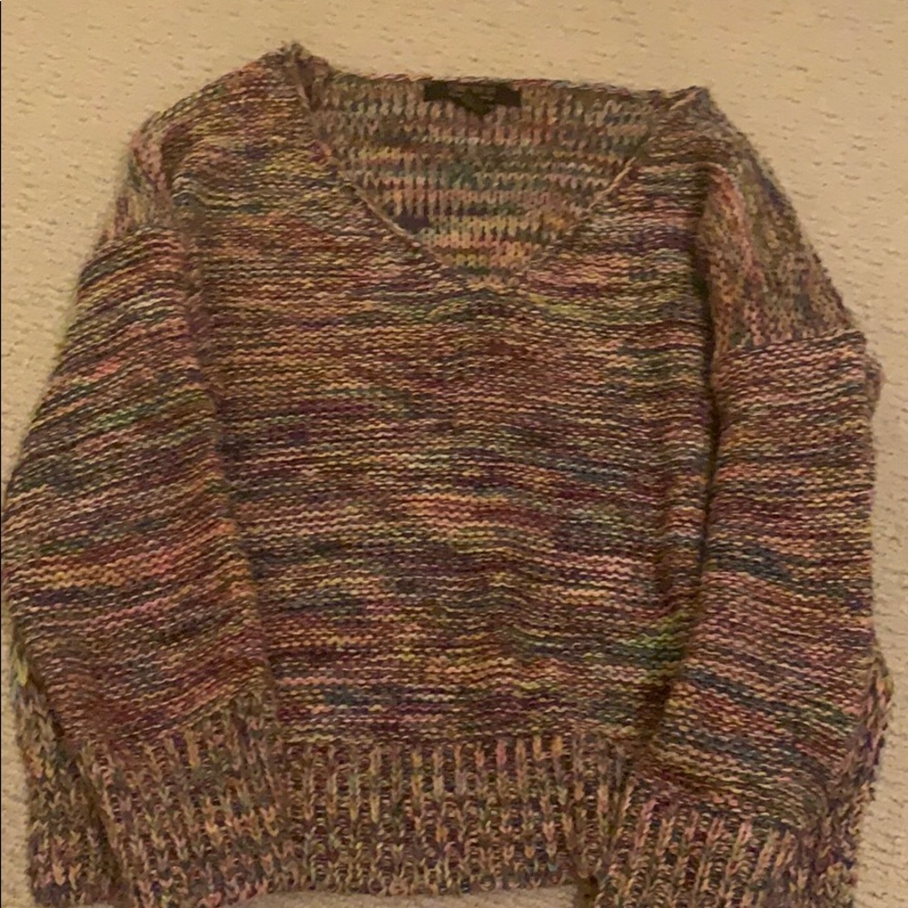 multicolored v neck sweater